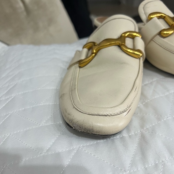 Bibi Lou Molly Backless Loafers Gold Metal Leather Anthropologie Cream Loafers - Picture 6 of 11